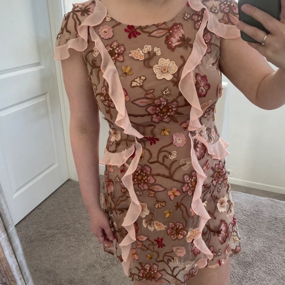 Botanic Butterflies Butterfly Bug Sequin Flutter Coquette Trendy Hip Mini Dress - Picture 2 of 13